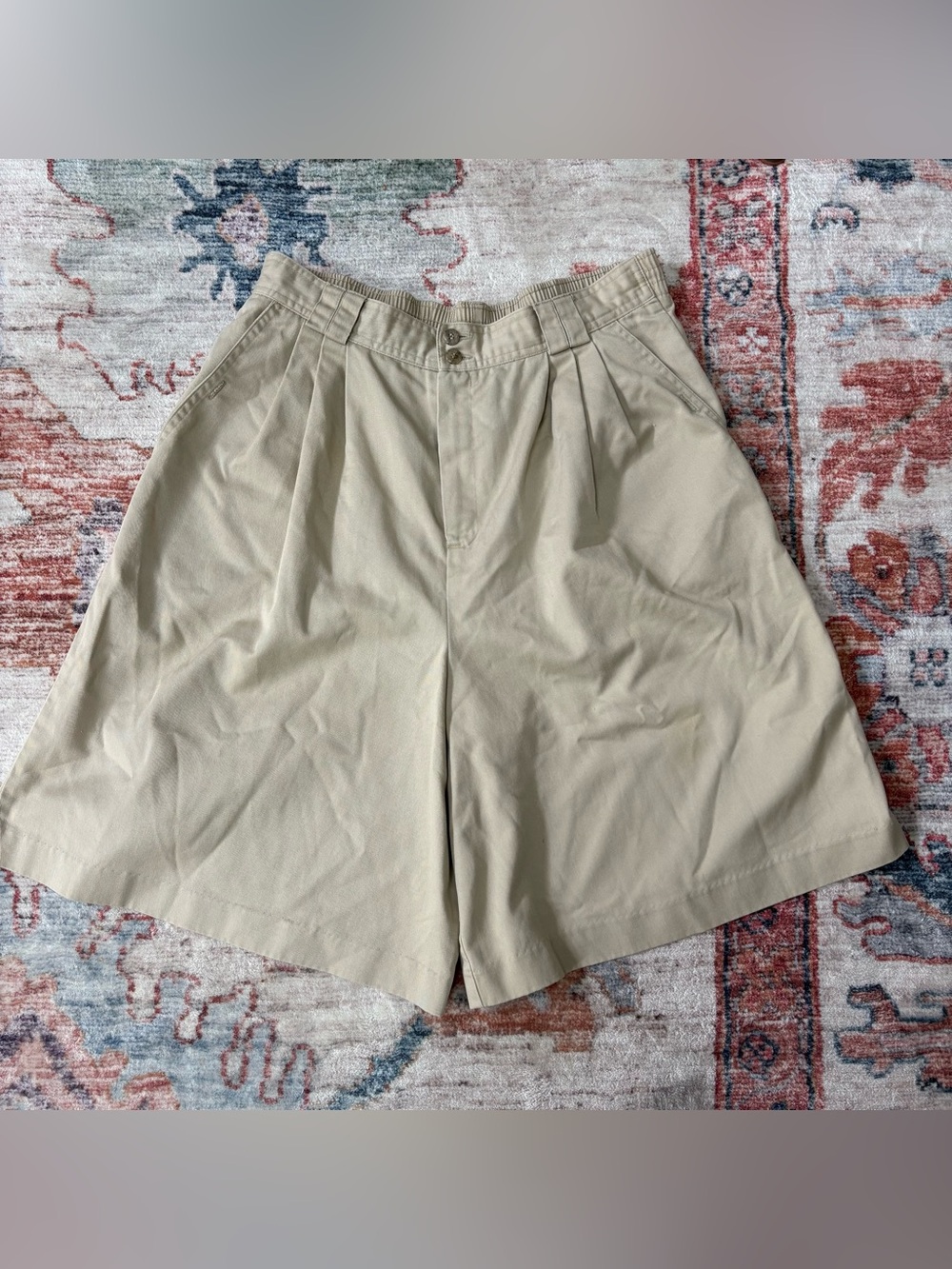 Vintage 90s Cabin Creek Pleated‎ Walking Short Khaki Jorts Baggy Women’s 14